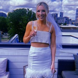 12th Tribe shira silver rhinestone crop top